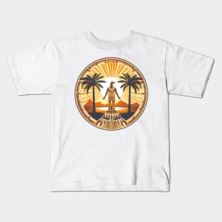 Ancient Egypt, Tropical Vacation: Exotic Palm Landscape in Vector Kids T-Shirt